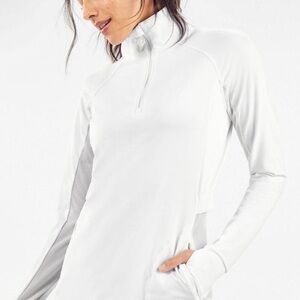 Rosalia White Zip-Up Performance Top